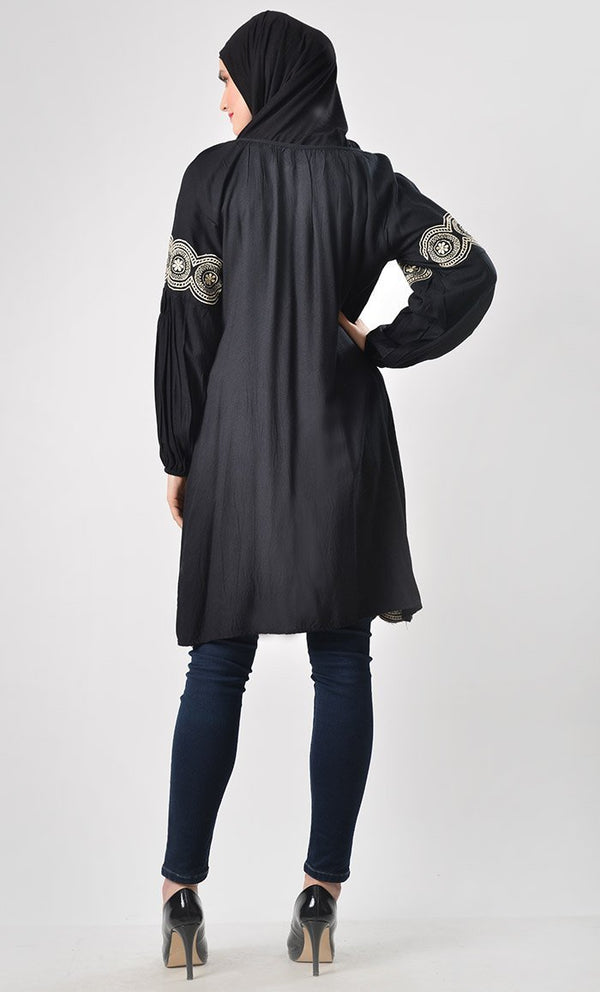 Solid Thread Embroidered Tunic - EastEssence.com
