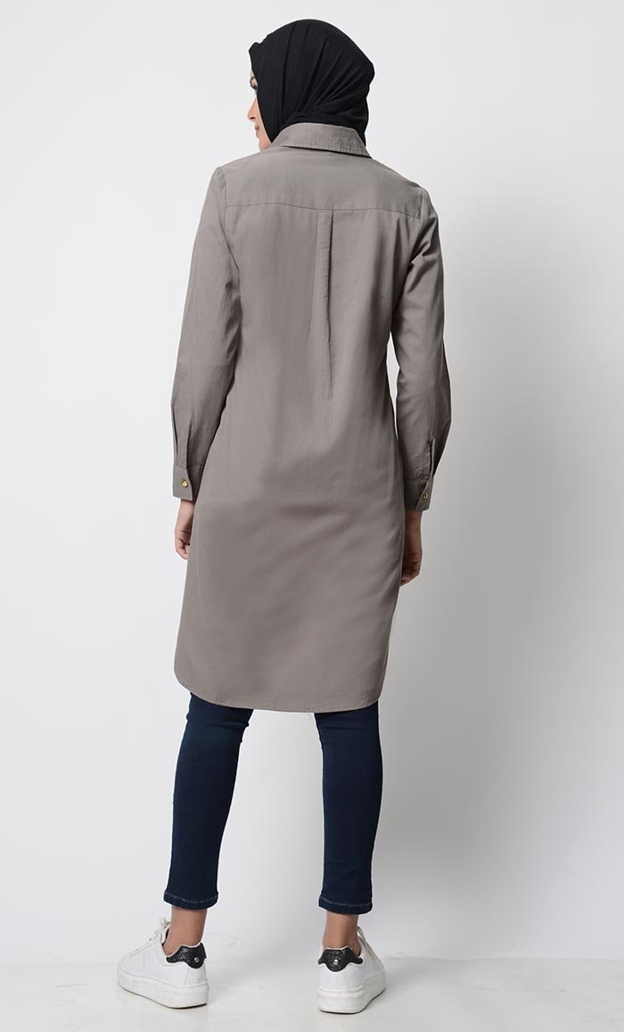 Solid Twill Basic Tunic - EastEssence.com
