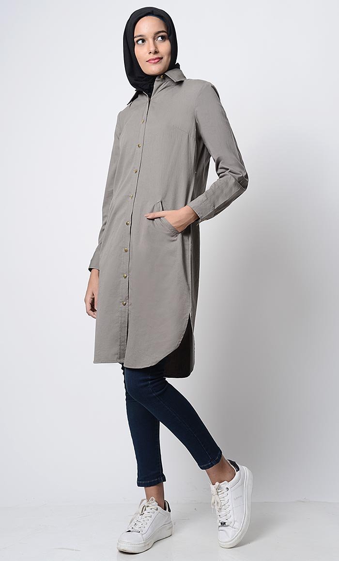 Solid Twill Basic Tunic - EastEssence.com