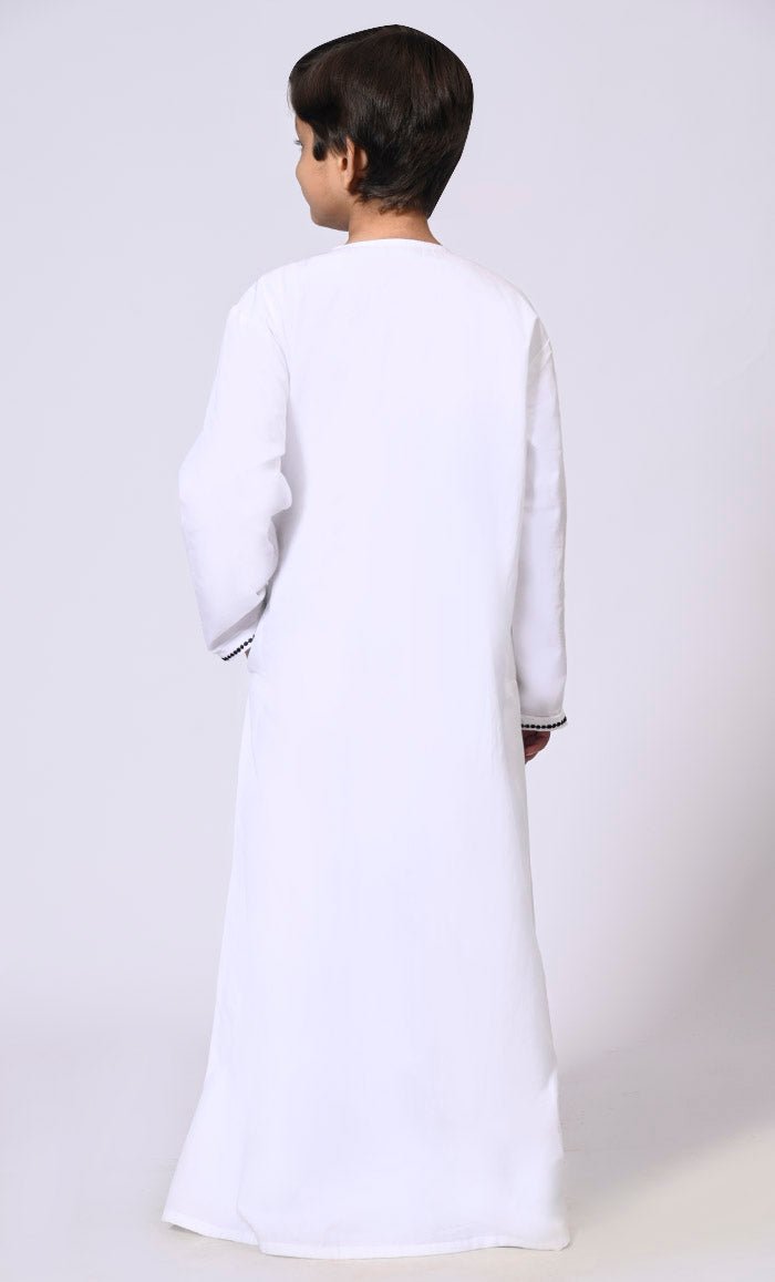 Front Zip Tassels and Dotted Embroidery Detailing