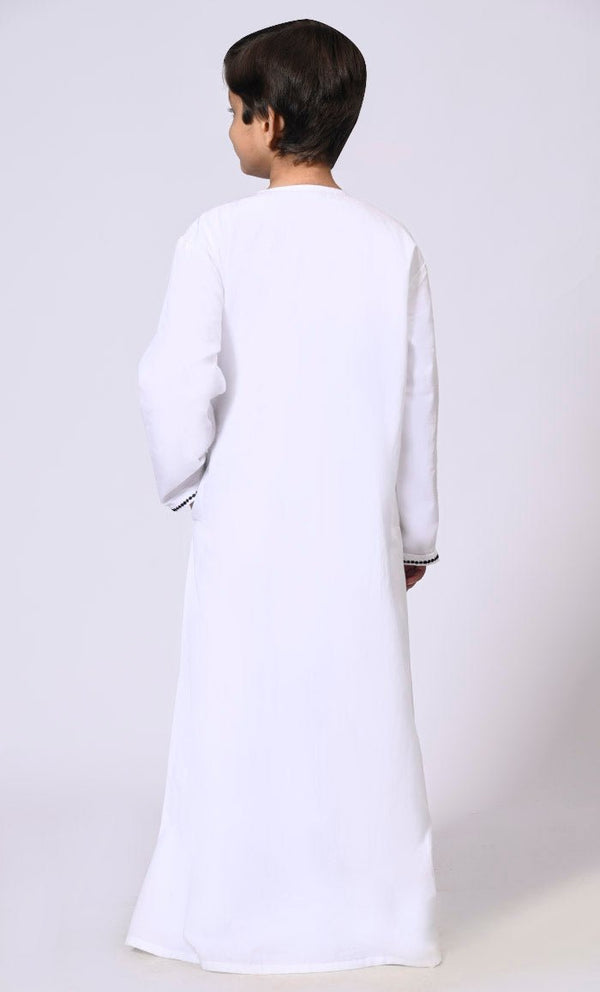 Front Zip Tassels and Dotted Embroidery Detailing