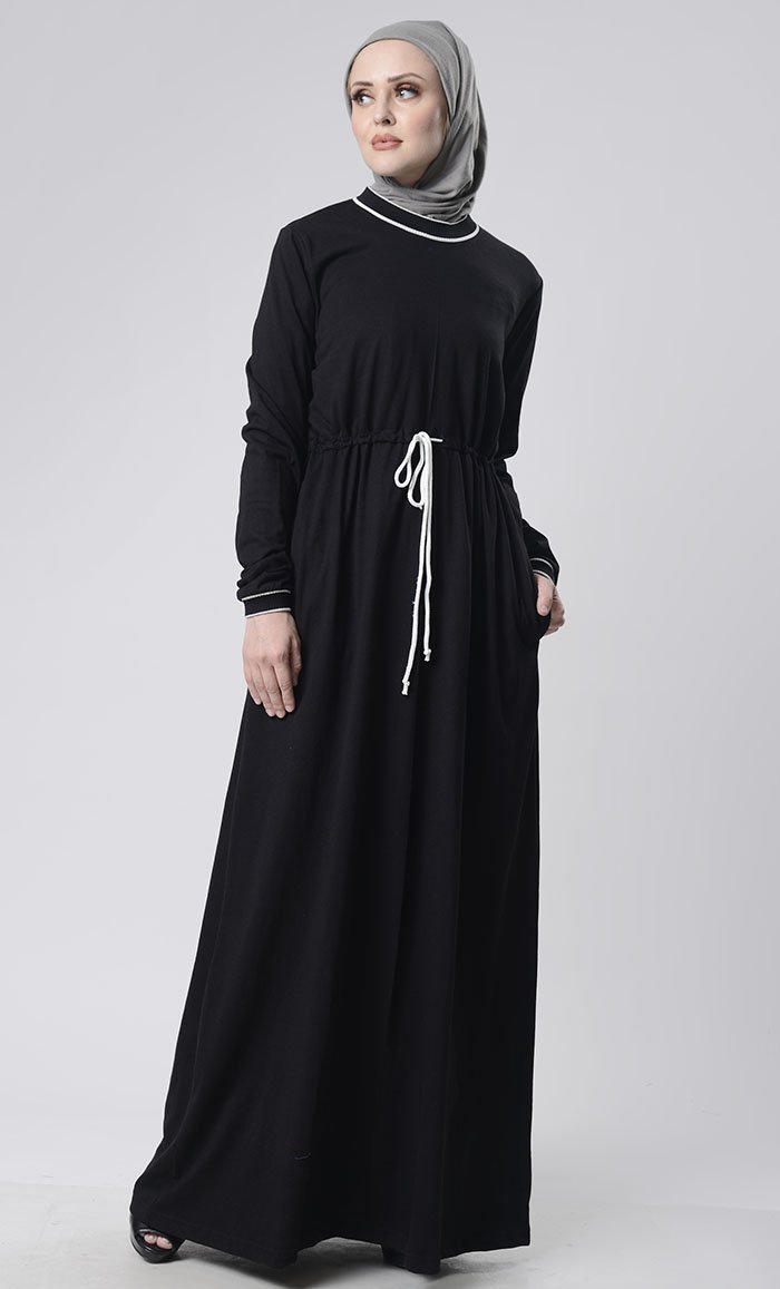 Sports drawstring Abaya With Pockets - EastEssence.com