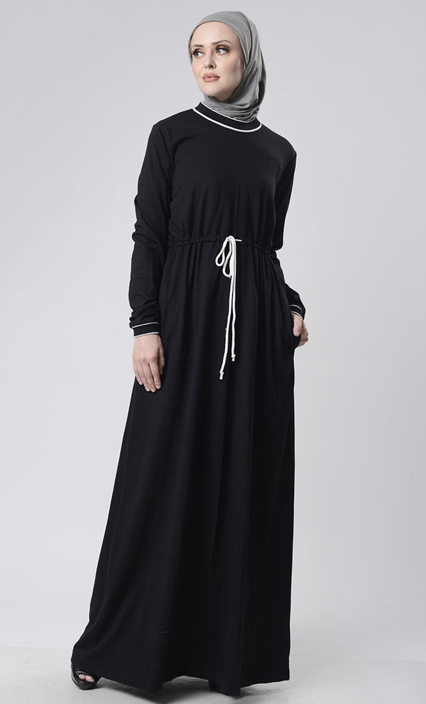 Sports drawstring Abaya With Pockets - EastEssence.com