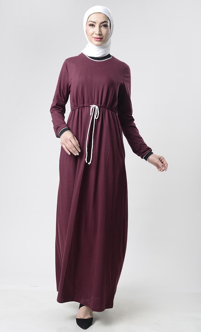 Sports drawstring Abaya With Pockets - EastEssence.com