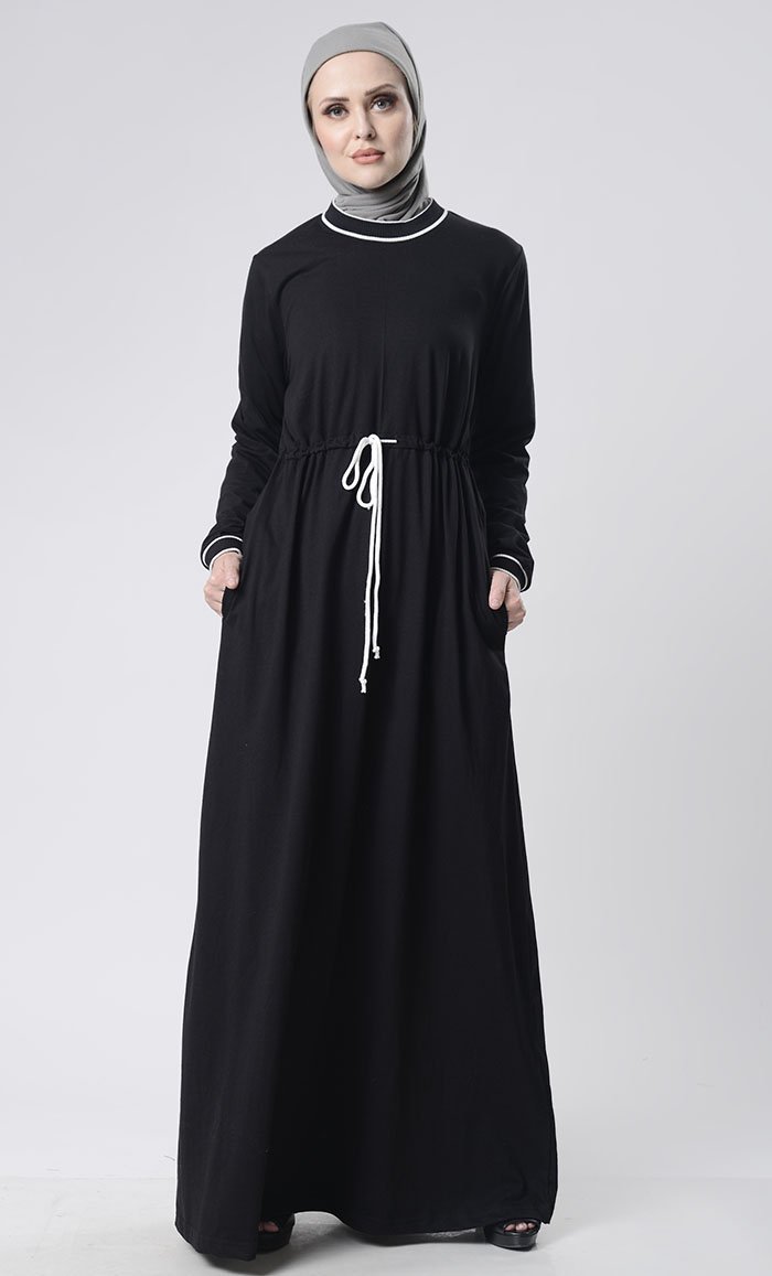 Sports drawstring Abaya With Pockets - EastEssence.com