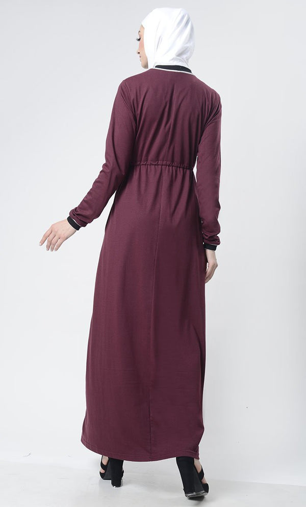 Sports drawstring Abaya With Pockets - EastEssence.com