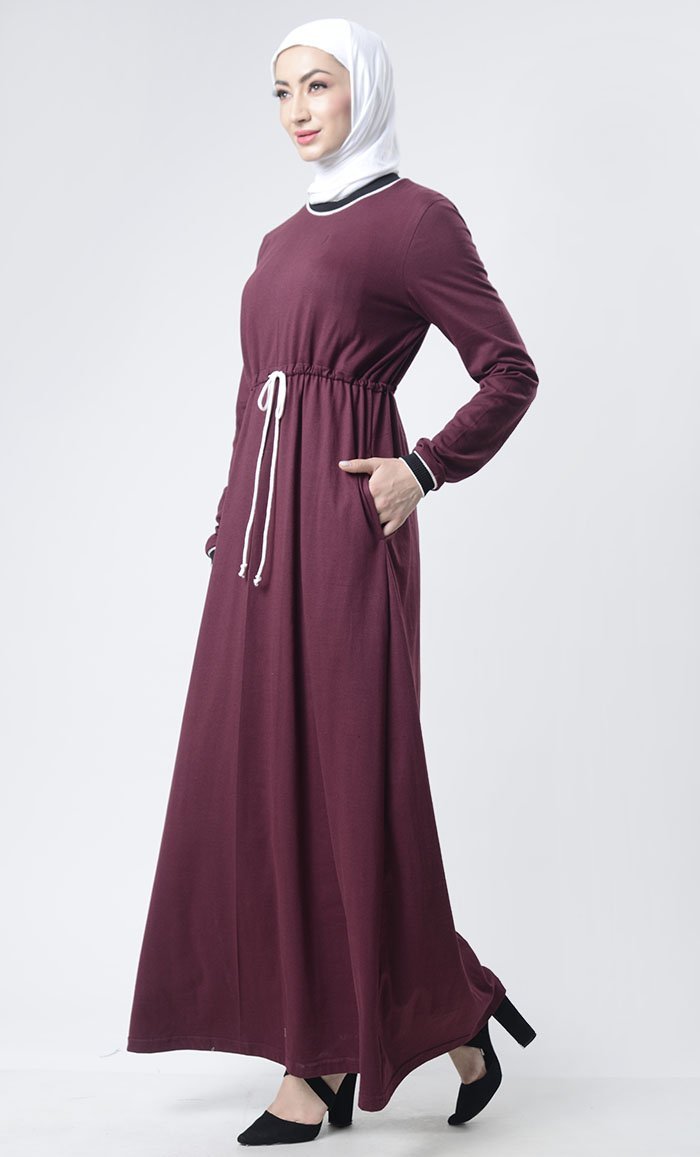 Sports drawstring Abaya With Pockets - EastEssence.com