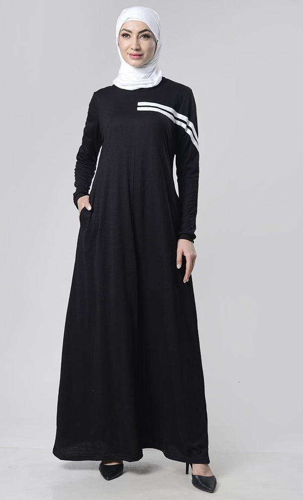 Sports Jersey Abaya With Pockets - EastEssence.com
