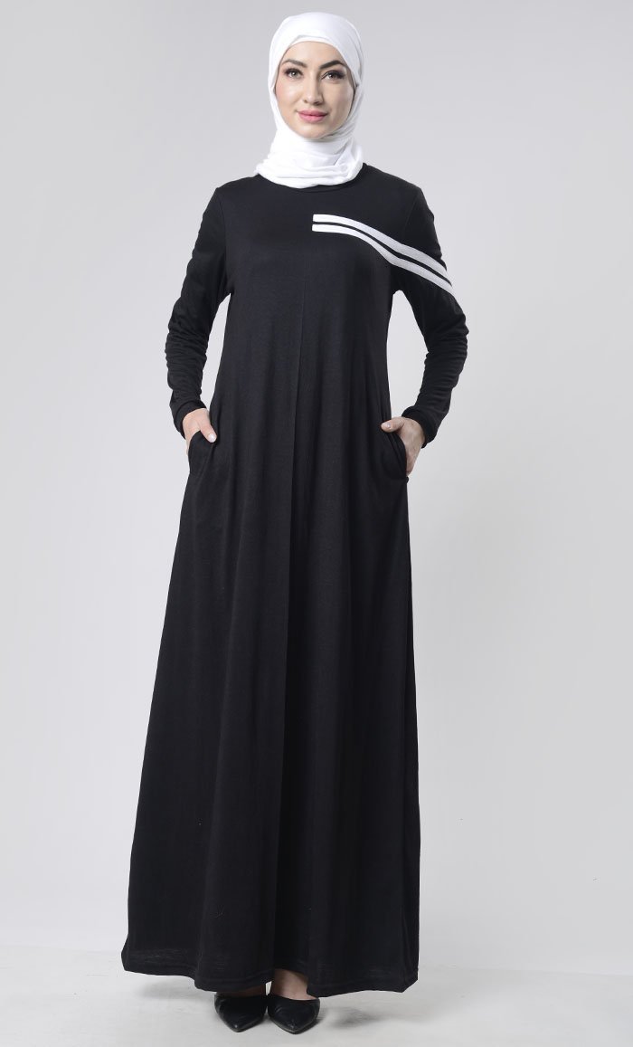 Sports Jersey Abaya With Pockets