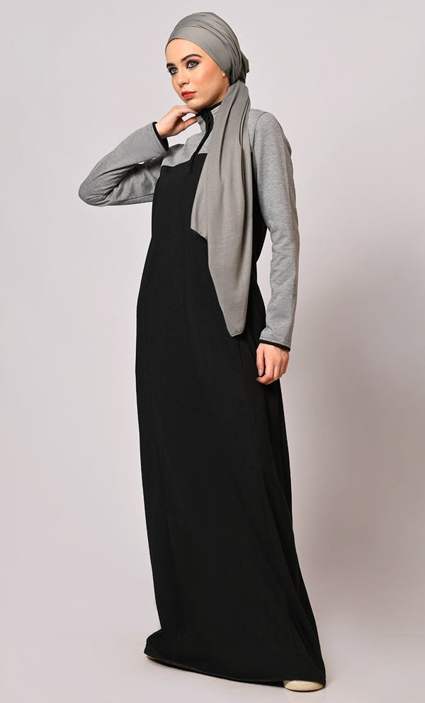 Stay Warm and Stylish: The Two-Color Fleece Abaya - EastEssence.com
