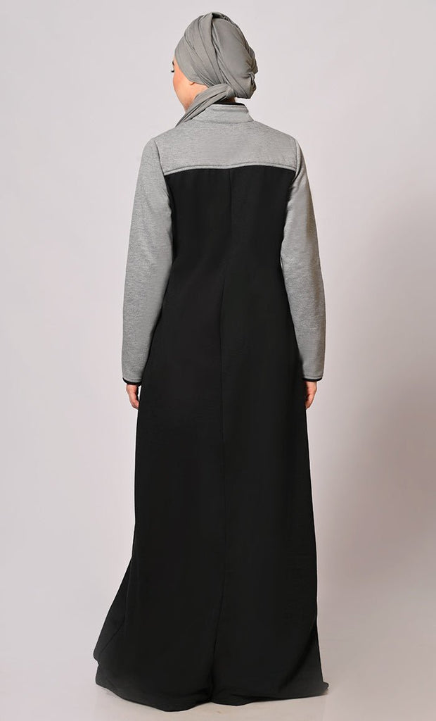 Stay Warm and Stylish: The Two-Color Fleece Abaya - EastEssence.com