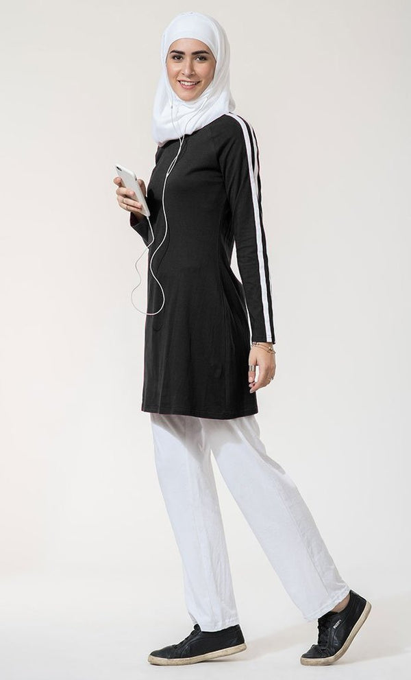 Striped Tunic T-Shirt - Navy - EastEssence.com