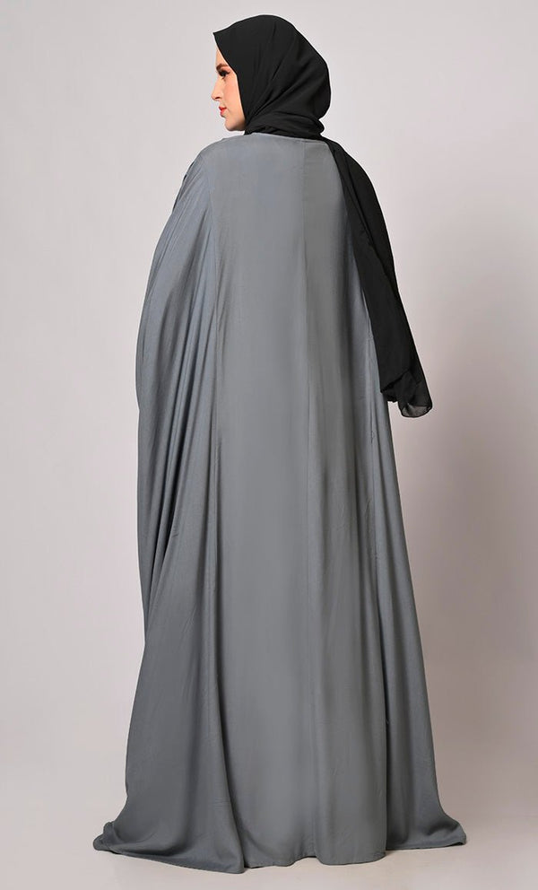 Stunning Mirror Embroidered Grey Kaftan