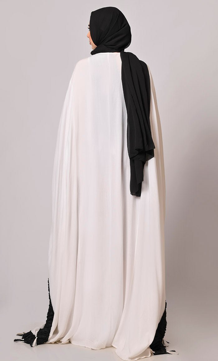 Stunning Mirror Embroidered White Kaftan