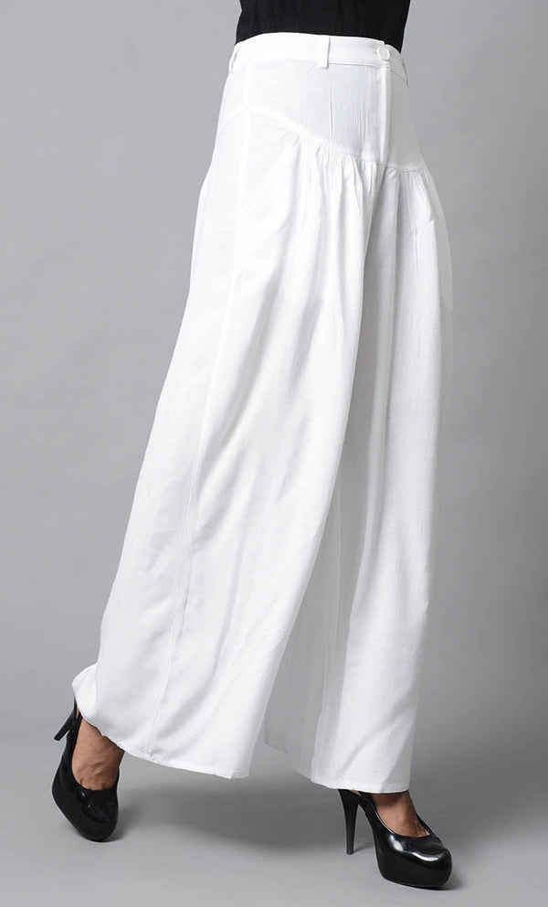 Super Comfy Buttoned Parallel Pant-White - EastEssence.com