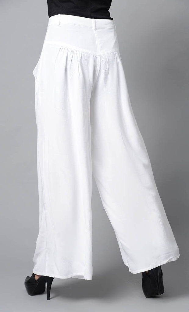 Super Comfy Buttoned Parallel Pant-White - EastEssence.com