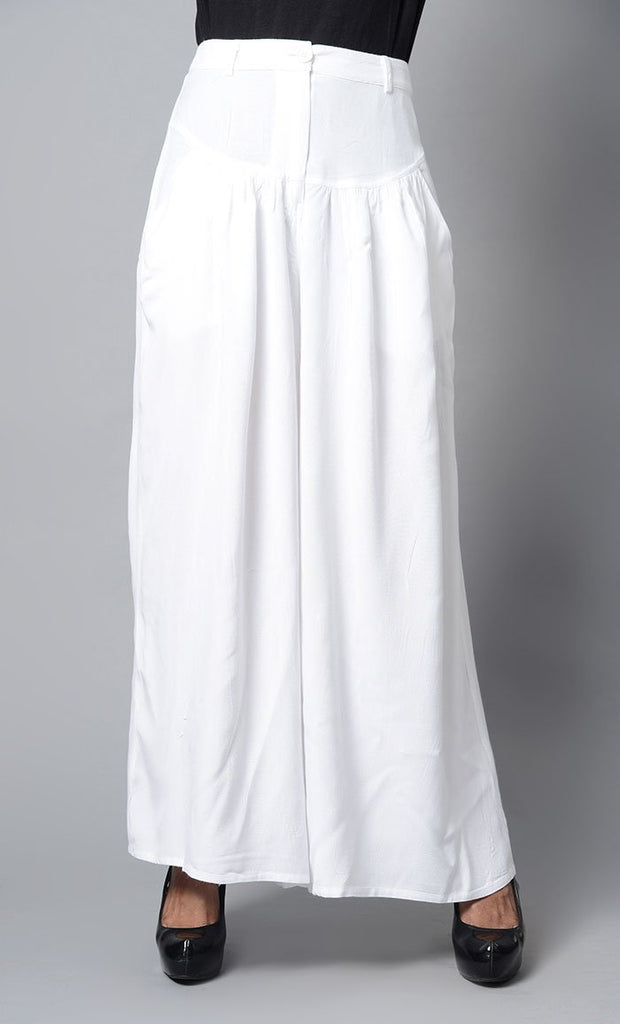 Super Comfy Buttoned Parallel Pant-White - EastEssence.com