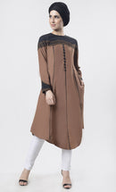 Superb Black Piping Detailing With Aari Work Tunic - EastEssence.com
