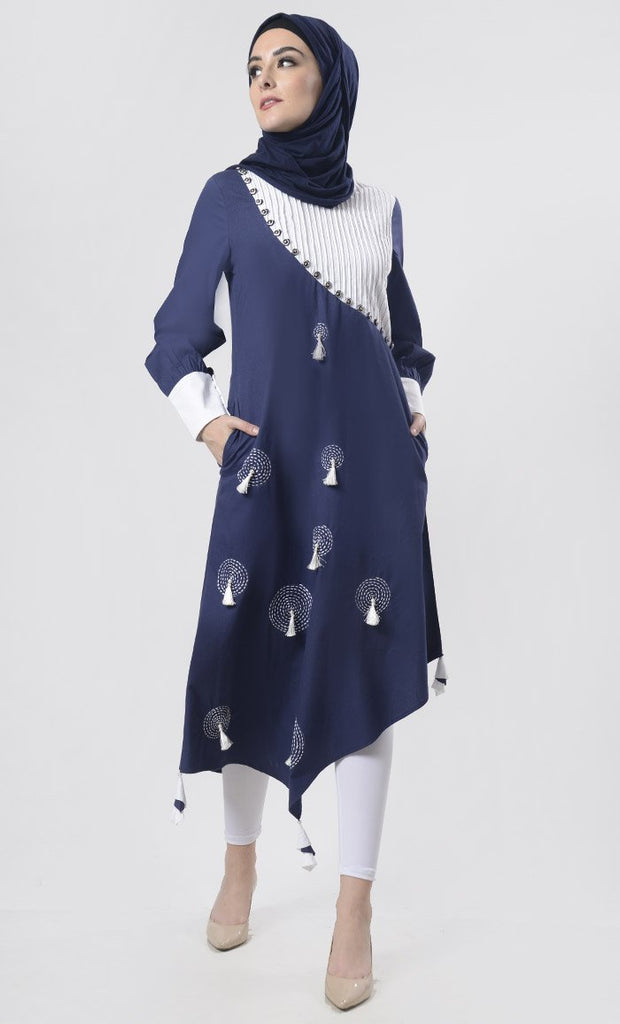 Superb Front Hand Work With Tassels Detailing Tunic - EastEssence.com