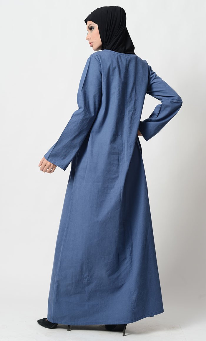 Sweetheart neckline modest wear casual abaya dress - EastEssence.com