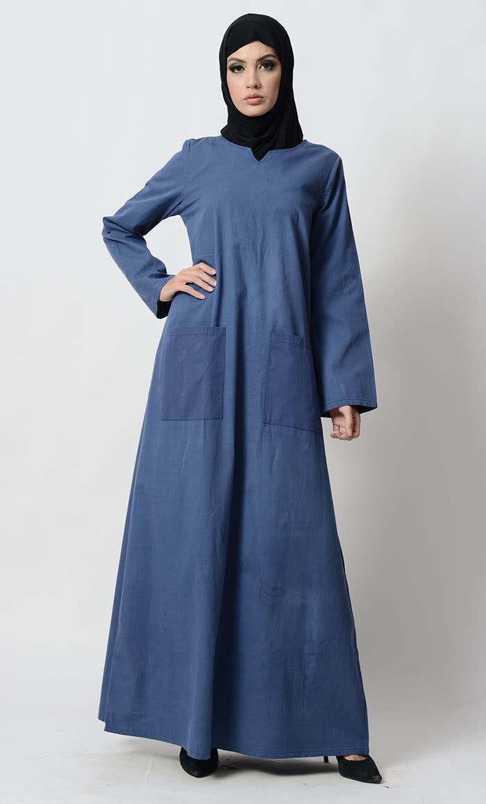 Sweetheart Neckline Modest Casual Abaya – Navy