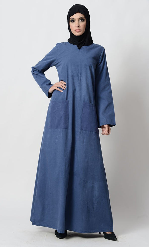 Sweetheart neckline modest wear casual abaya dress - EastEssence.com