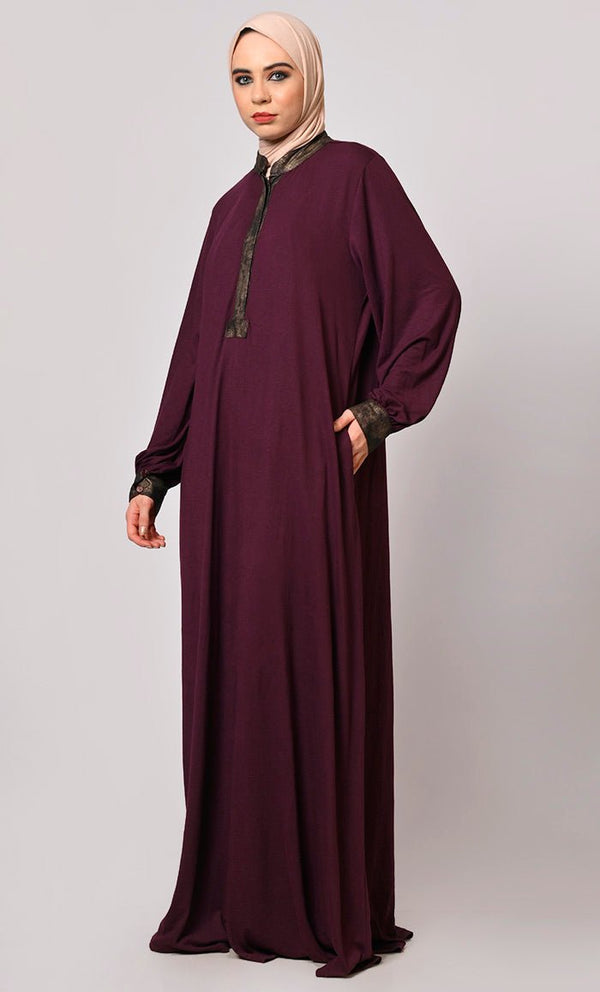 Timeless Modesty: The Classic Wine Abaya - EastEssence.com