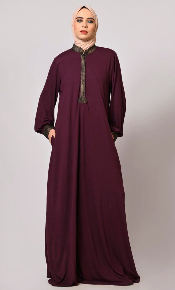 Timeless Modesty: The Classic Wine Abaya - EastEssence.com