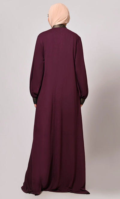Timeless Modesty: The Classic Wine Abaya - EastEssence.com