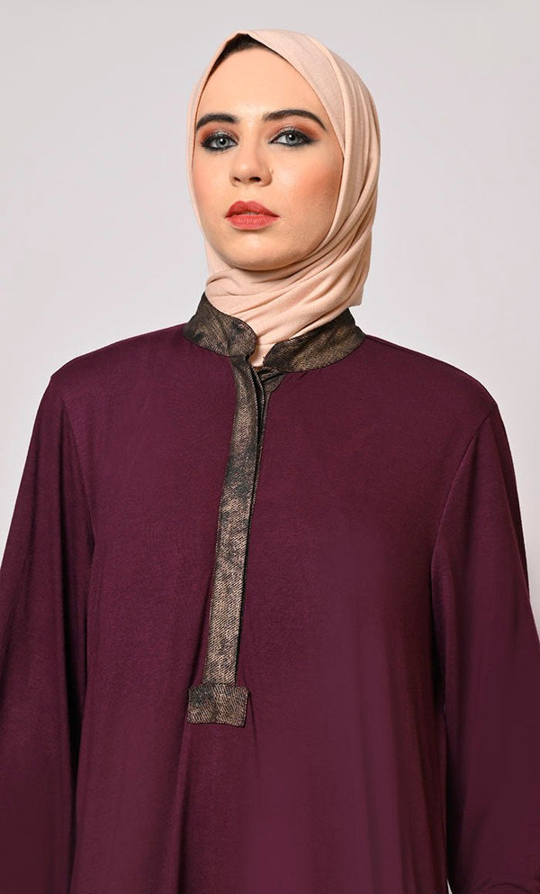 Timeless Modesty: The Classic Wine Abaya - EastEssence.com