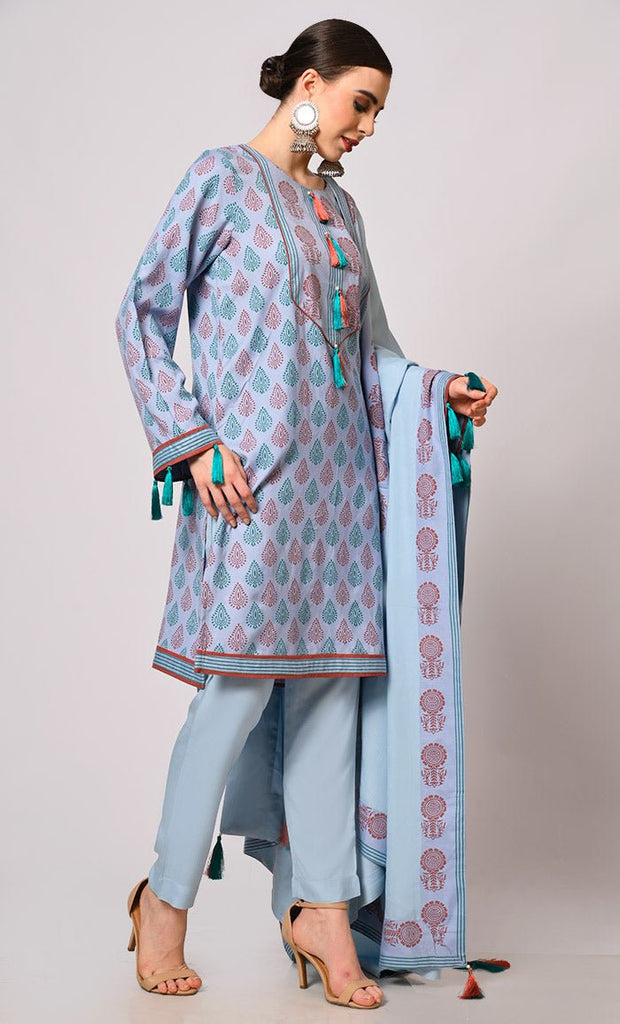 Traditional Charm, Modern Style: 3 Pc Salwar Kameez - EastEssence.com