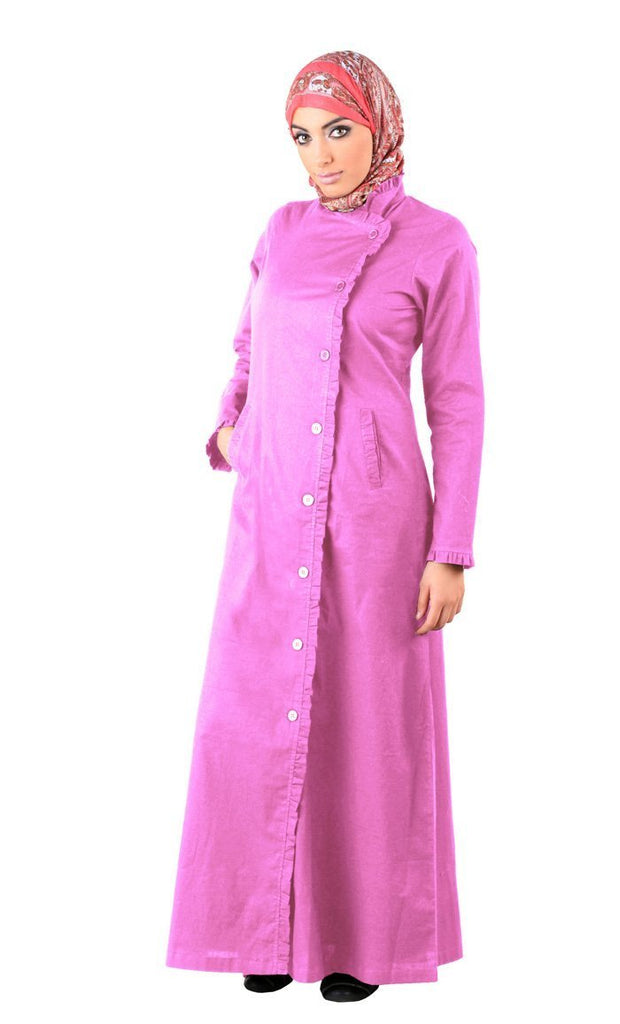 Trench Coat Style Button Down Abaya Dress - EastEssence.com