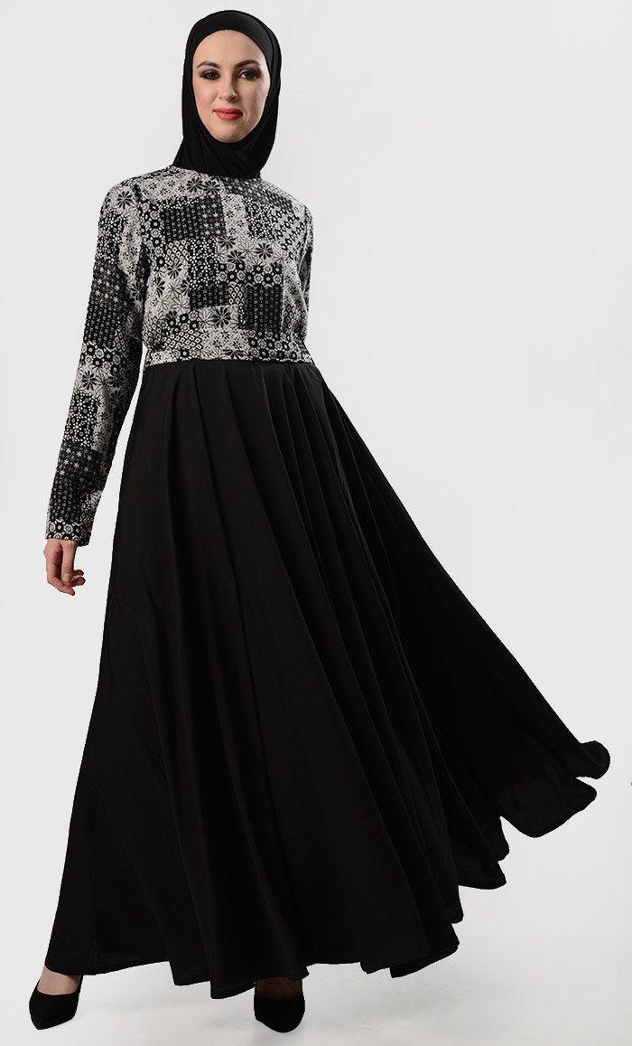 Turkish Style Mix-Up Everyday Abaya-Black - EastEssence.com