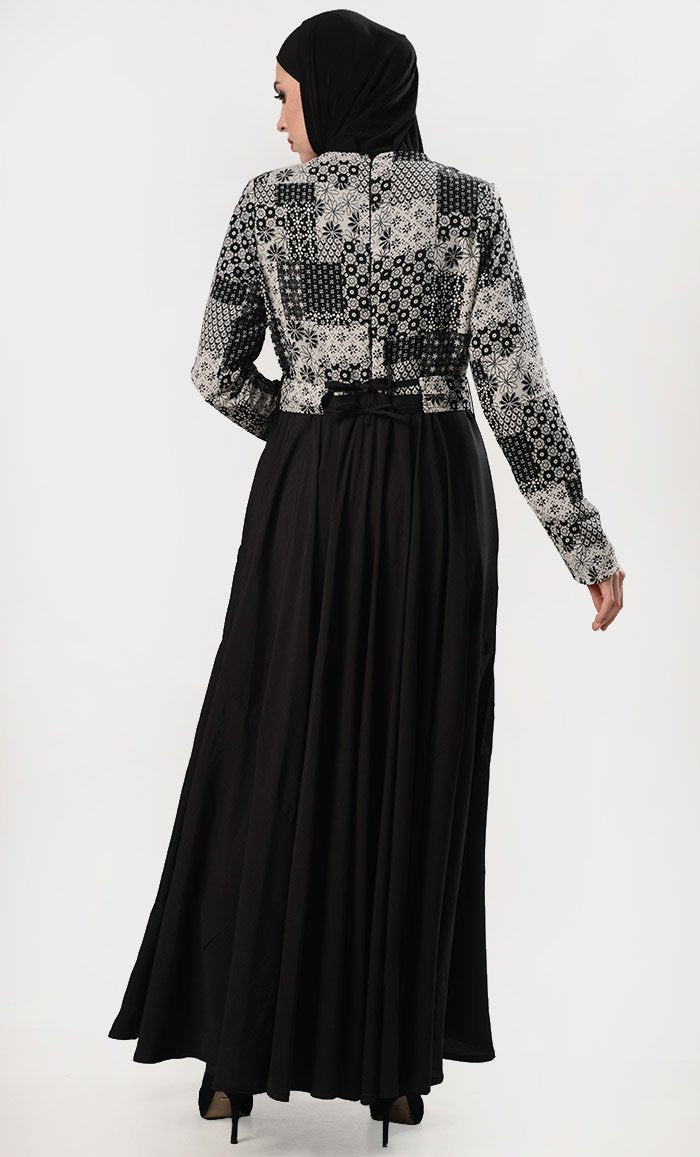 Turkish Style Mix-Up Everyday Abaya-Black - EastEssence.com