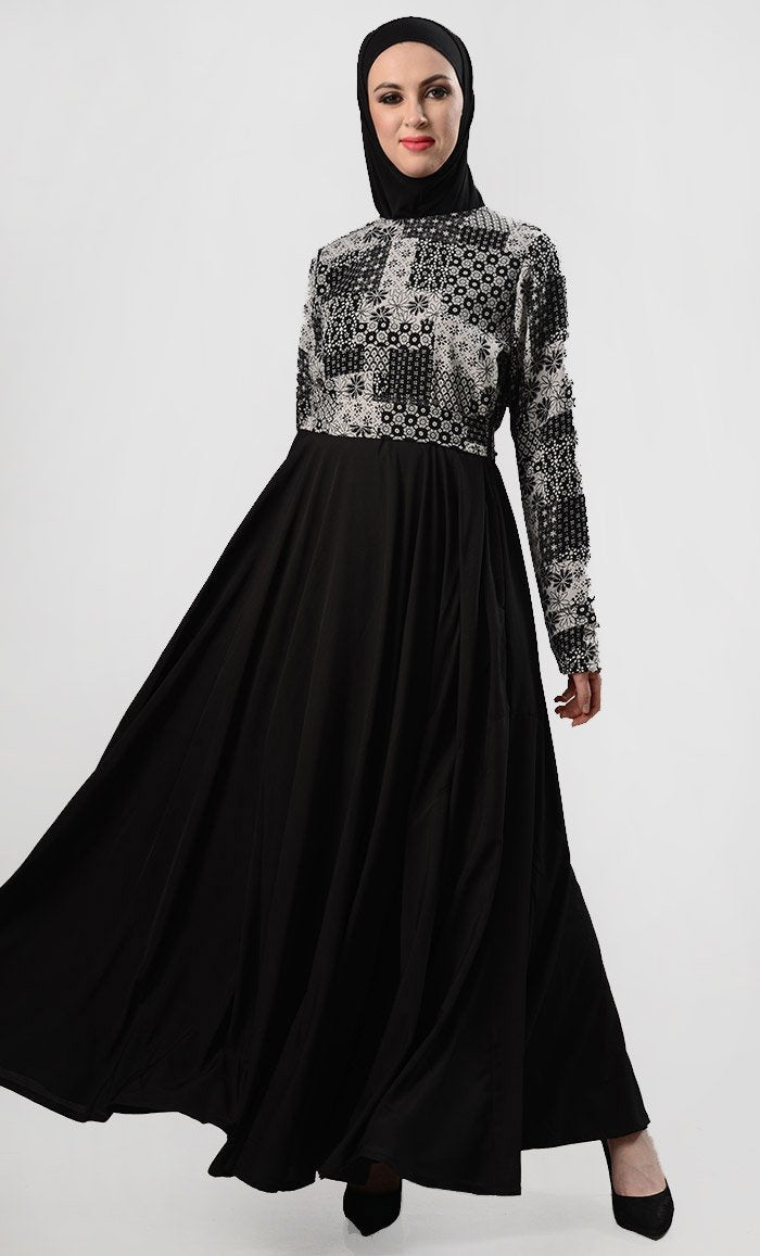 Turkish Style Mix-Up Everyday Abaya-Black - EastEssence.com