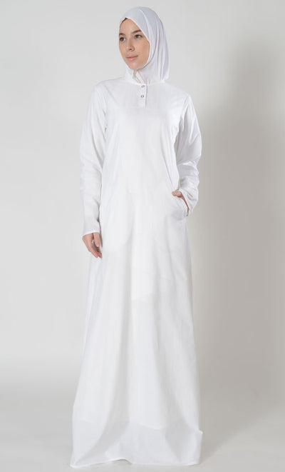 Twinned Button Hajj Umrah Abaya Dress