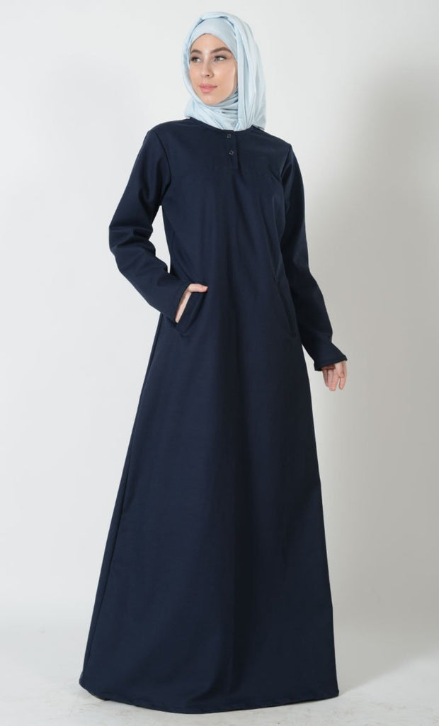Twinned Button A Line Hajj Umrah Abaya Dress - EastEssence.com