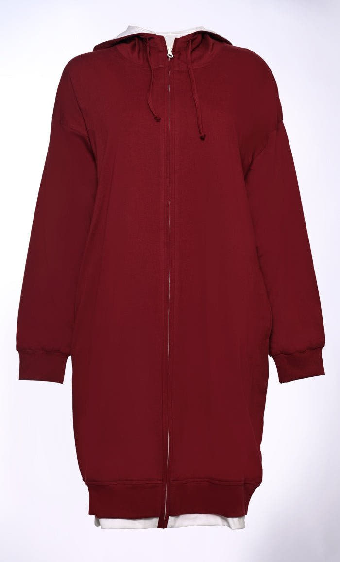 Maroon Reversible Hoodied Jersey Sweatshirt