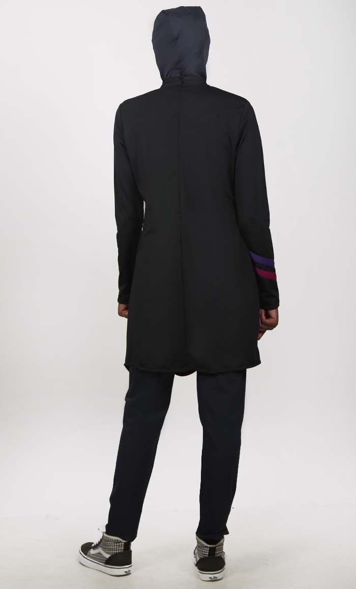 UV Resistant Black Multi Paneled 3Pc Swimwear Burkini - EastEssence.com