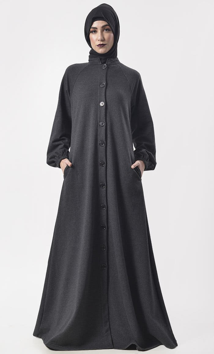 Jilbab noir chaud, confortable et adapté au quotidien