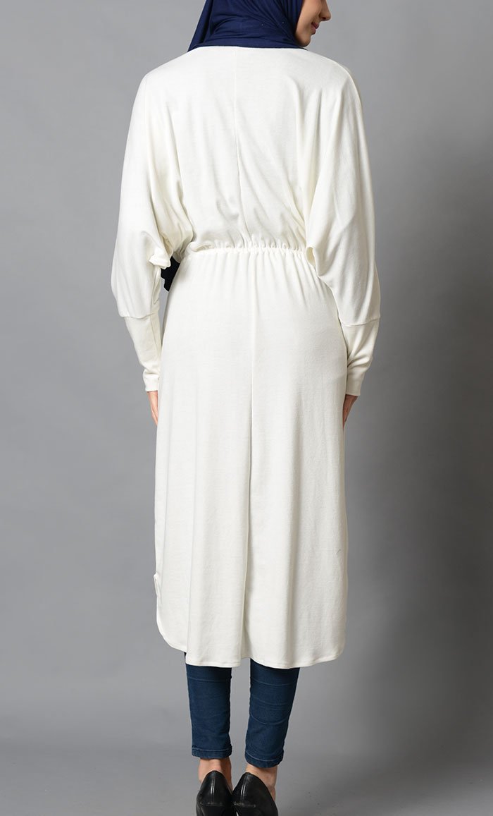 White Cotton Long Tunic-Final Sale - EastEssence.com