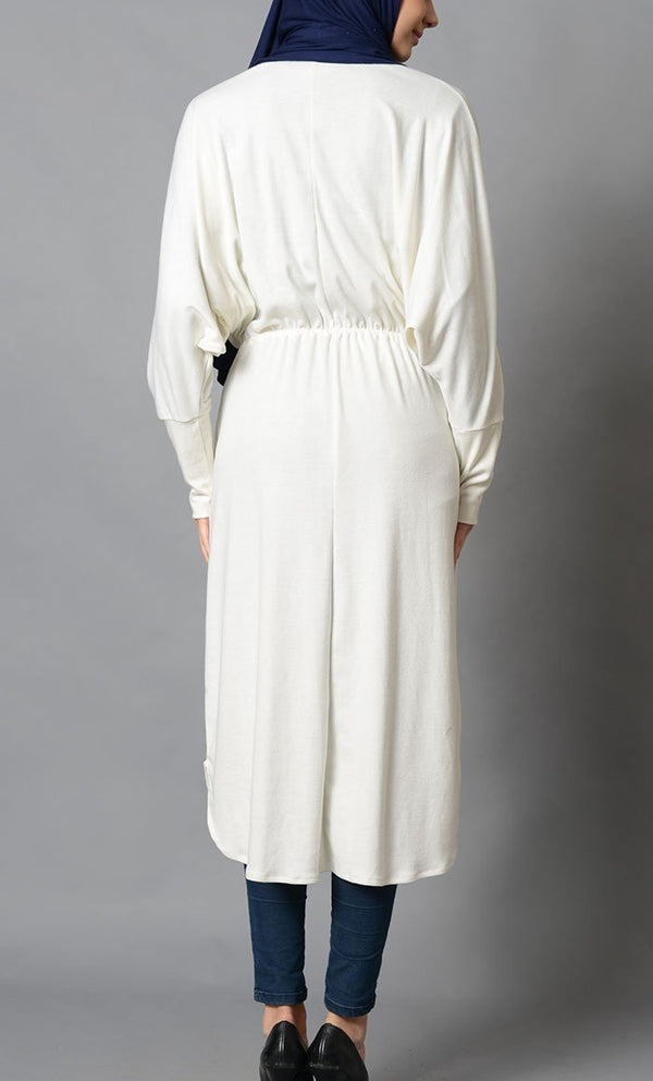 White Cotton Long Tunic-Final Sale - EastEssence.com