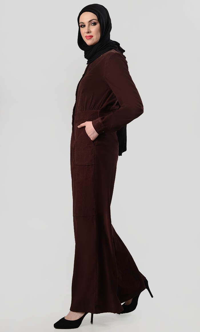 Wide Leg Utility Corduroy Jumpsuit - EastEssence.com
