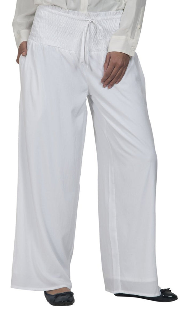 Wide Legged Smocked And Ruffled Women'S Pants - EastEssence.com