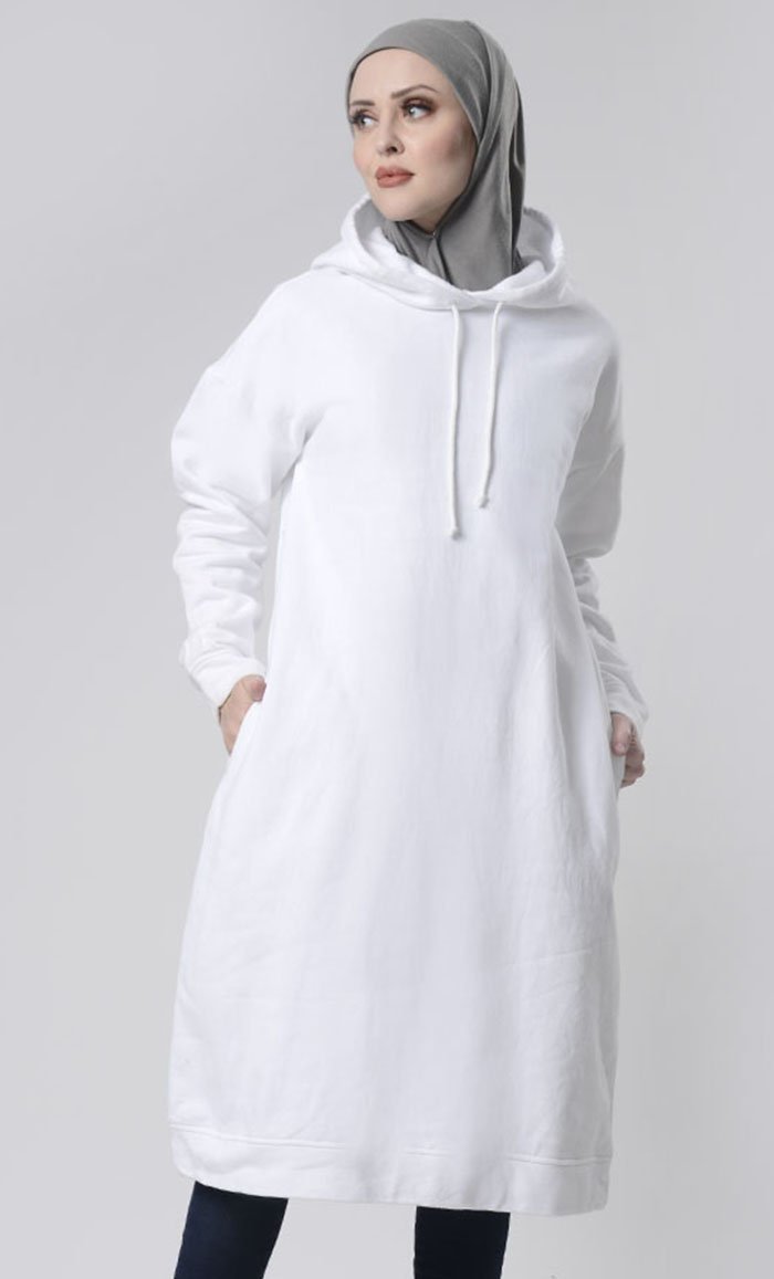 Winter Fleece Everyday Long Hoodie With Pockets - EastEssence.com