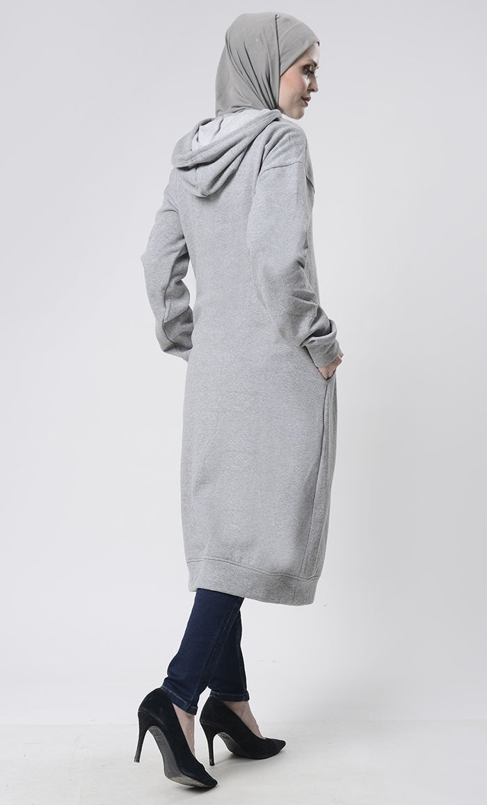 Winter Fleece Everyday Long Hoodie With Pockets - EastEssence.com