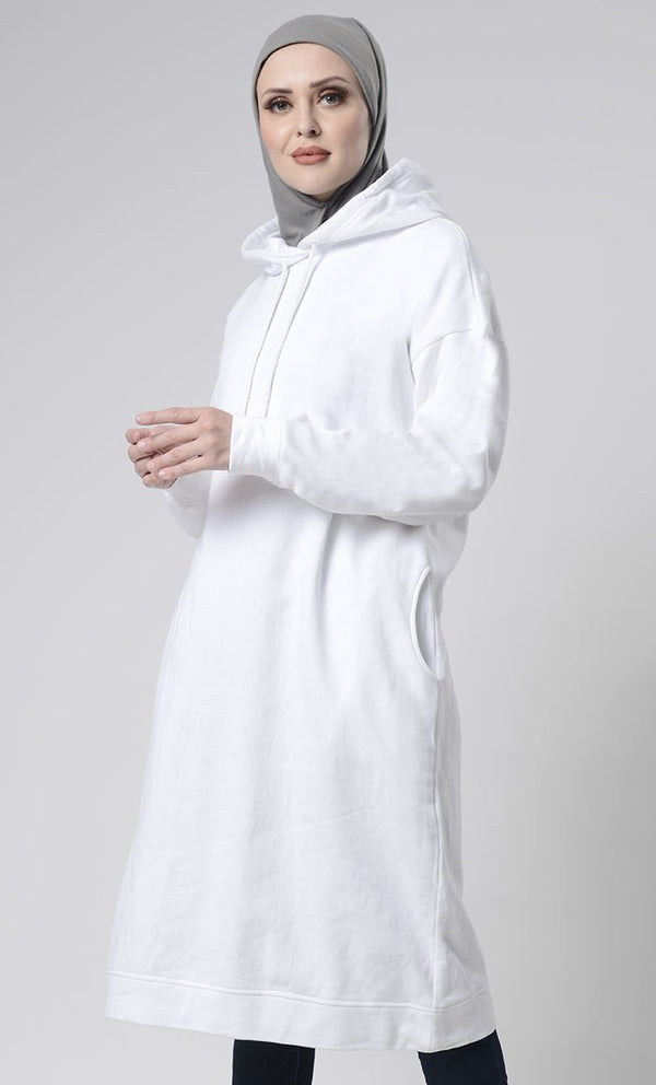 Winter Fleece Everyday Long Hoodie With Pockets - EastEssence.com