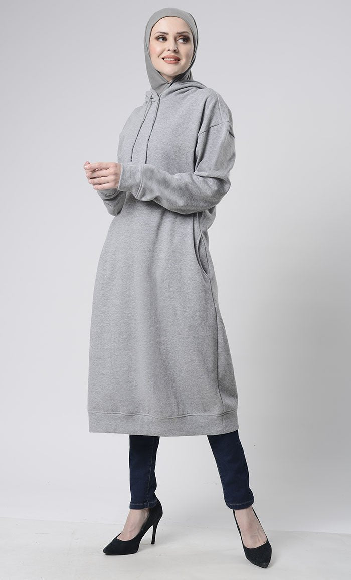 Winter Fleece Everyday Long Hoodie With Pockets - EastEssence.com