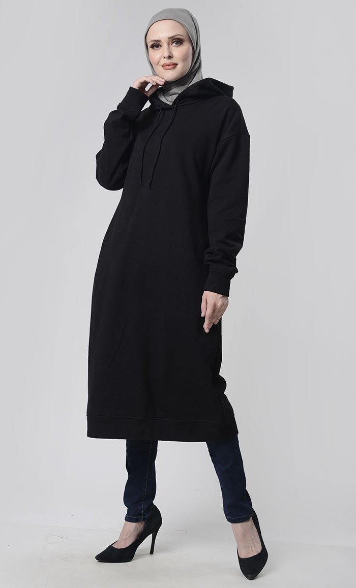 Winter Fleece Everyday Long Hoodie With Pockets - EastEssence.com