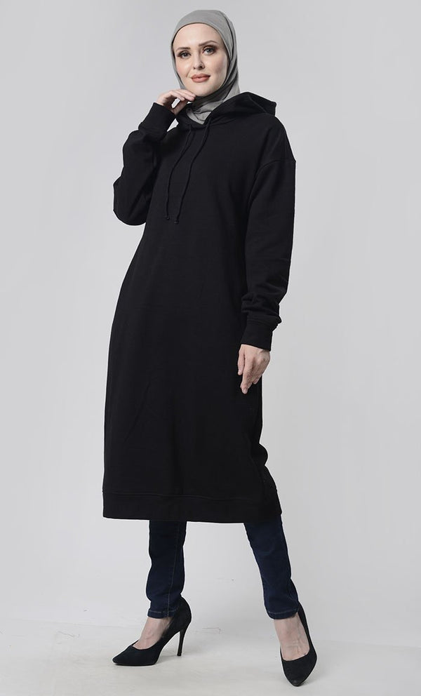 Winter Fleece Everyday Long Hoodie With Pockets - EastEssence.com